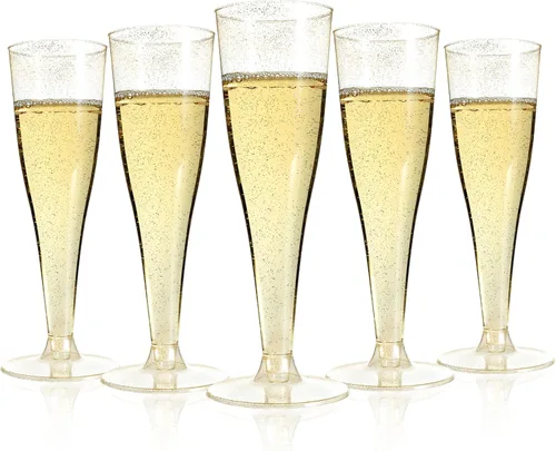 Vista 8 de Bestluck Paquete de 100 Copas de Champán de Plástico, 4.5 oz Cristalería Desechable de Plástico Transparente, Copas de Champán Desechables