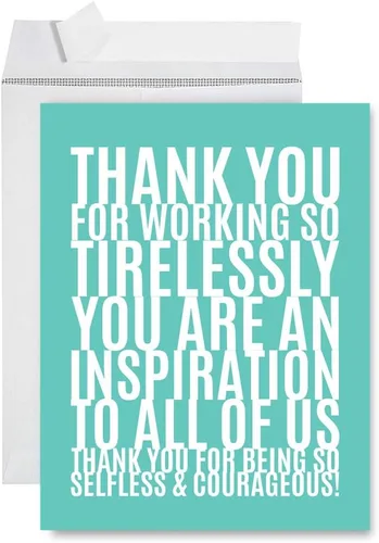 Vista 45 de Andaz Press Social Distancing Thank You - Tarjeta jumbo de 8.5 x 11 pulgadas, AF esencial, tarjeta de felicitación de agradecimiento en blanco