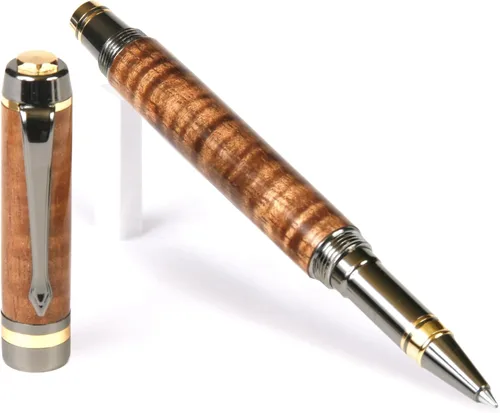 Vista 21 de Lanier Pens Pluma estilográfica Elite - Gun Metal - Negro y Blanco Ébano
