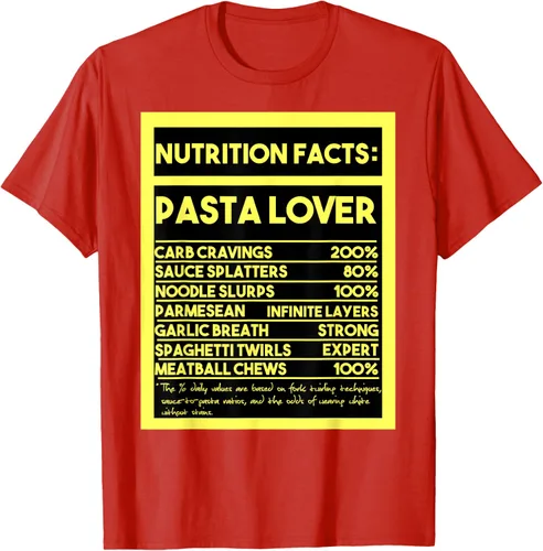 Vista 78 de Pasta Lover Nutrition Facts: The Ultimate Carb Connoisseur's T-Shirt Negro