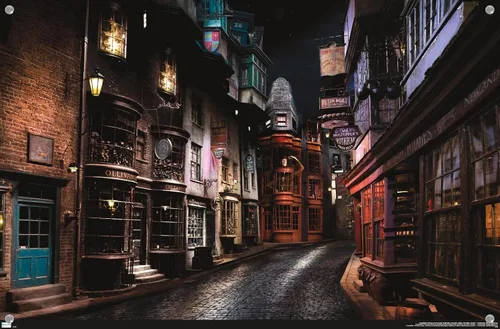 Vista 4 de The Wizarding World Harry Potter - Póster de pared con alfileres de Diagon Alley