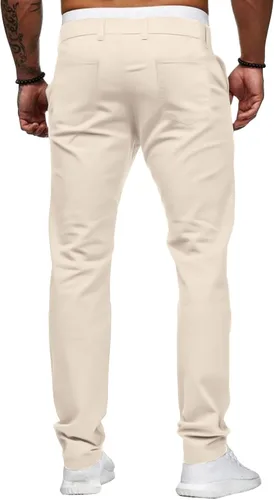 Vista 6 de HUNGSON Pantalones vaqueros casuales ajustados ajustados para hombre, pantalones de mezclilla rectos elásticos
