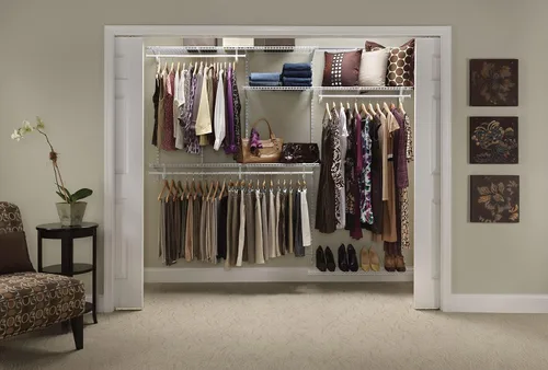 Vista 11 de ClosetMaid ShelfTrack - Sistema organizador de alambre para armario, ajustable de 5 a 8 pies, con estantes, barras de ropa, estante para zapatos