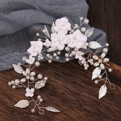 Vista 3 de HOUKAI JIAMEI - Cabeza de perla de mosaico, accesorios para el cabello de boda, diamantes de imitación, tiara, tiara, peine para el cabello