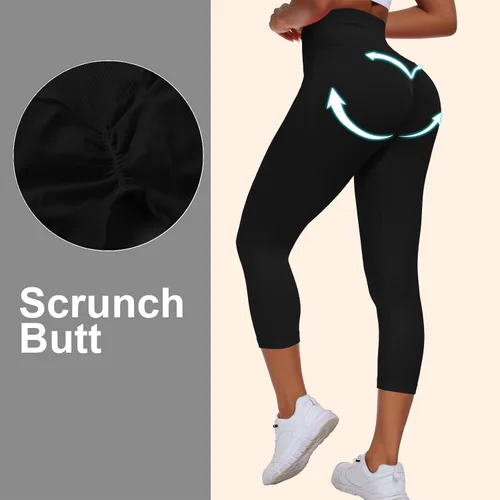 Vista 2 de Vertvie Leggings cruzados de gimnasio para mujer, levantamiento de glúteos, cintura cruzada, control de abdomen, pantalones de yoga