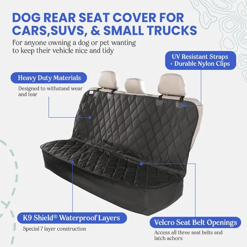 Vista 3 de Perro Funda para asiento sin Hamaca para autos, camiones y SUVs – Empresa basada en EE. UU. – Negro, Bronceado, Gris, normal, Bronceado