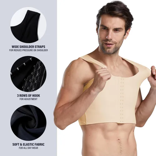 Vista 2 de Chaleco de corsé de ginecomastia para hombre, ajustable, de compresión, para ocultar los Moobs
