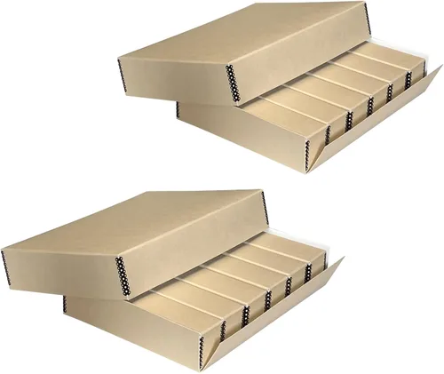 Vista 9 de Lineco, Caja de almacenamiento de diapositivas de archivo, 15.5 x 11.5 x 3 pulgadas, con 6 fundas interiores, color marrón Acid-Free Metal Edge