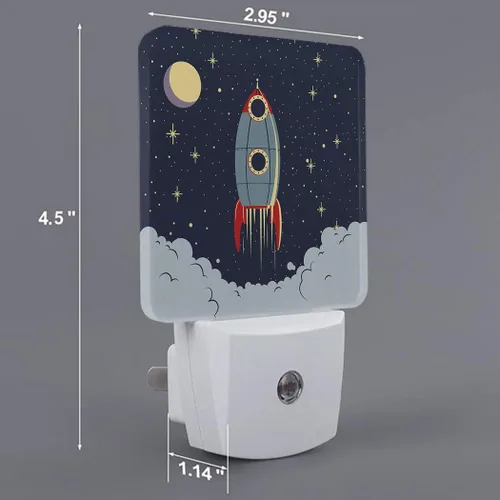 Vista 3 de Luz nocturna LED de exploración espacial, cohete de exploración espacial, luz nocturna con sensor automático de atardecer a amanecer, luz nocturna