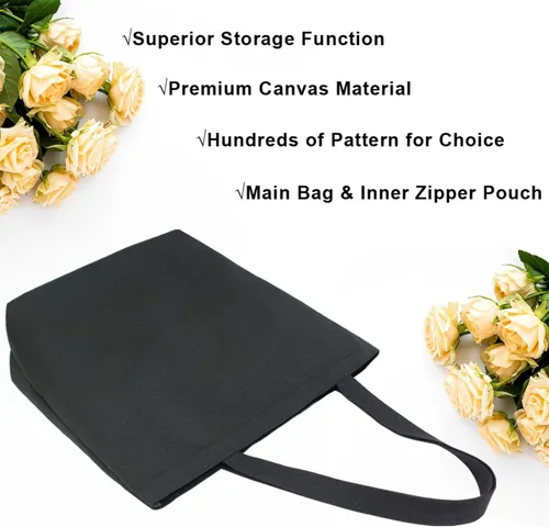 Vista 4 de Naanle Bolsa de lona para mujer, bolso de hombro casual con hoja de palma, reutilizable, multiusos, resistente, para compras, comestibles, algodón