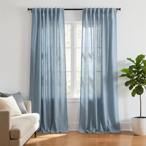 Vista 12 de Mrs.Naturall Cortinas negras de 45 pulgadas de largo, cortinas cortas de lino transparente para privacidad para cocina, dormitorio, ventanas