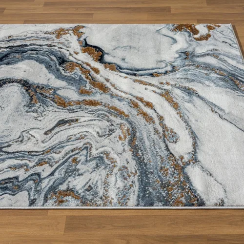 Vista 6 de LUXE WEAVERS - Alfombra abstracta de efecto mármol azul 2x3