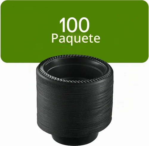 Vista 7 de PLASTICPRO 100 cuencos de plástico negros ligeros de 5 onzas, cuencos pequeños de plástico para sopa, platos negros para ensalada y postre