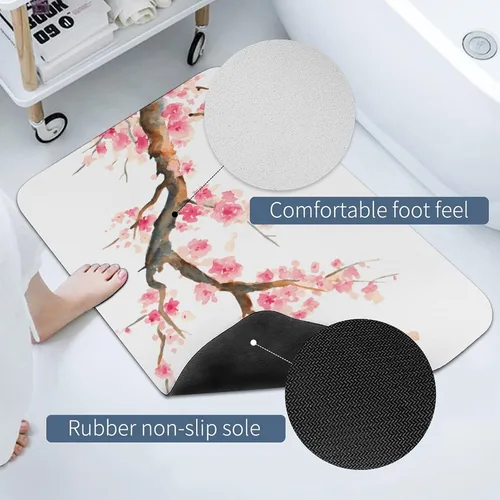 Vista 4 de Tapete de barro de diatomea de alta calidad, suave, súper absorbente con parte inferior antideslizante para baño, tocador, habitación de invitados