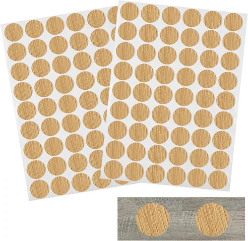 Vista 10 de Waziaqoc Adhesivos autoadhesivos para agujeros de tornillo, roble claro, 0.827 in/0.83 pulgadas