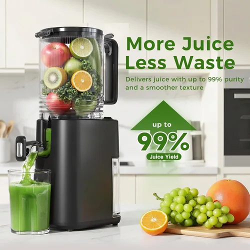 Vista 5 de Cold Press Juicer, 5.5inch Wide Feed Chute Slow Juicer Machine, Masticating Juicer for Whole Vegetables & Fruits, Black
