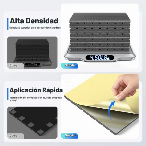 Vista 6 de Paquete de 12 paneles de espuma a prueba de sonido para paredes, paneles acústicos autoadhesivos Negro
