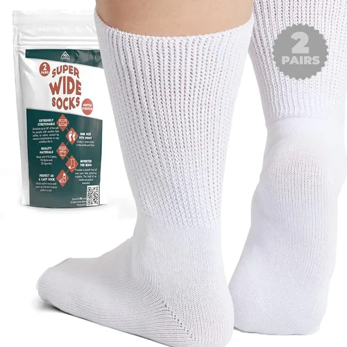 Vista 8 de FORTIVO Calcetines extra anchos para pies hinchados, calcetines bariátricos y diabéticos para hombres y mujeres