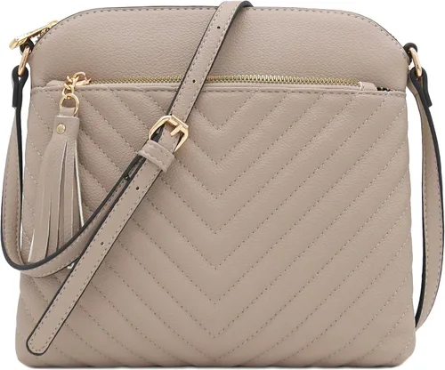 Vista 23 de Bolsa cruzada FashionPuzzle de tamaño medio con acolchado de espiga y borla Negro