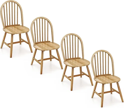 Vista 16 de Juego de 2 sillas de comedor de roble de 18 pulgadas, sillas Windsor de madera con respaldo de husillo para isla de cocina de campo