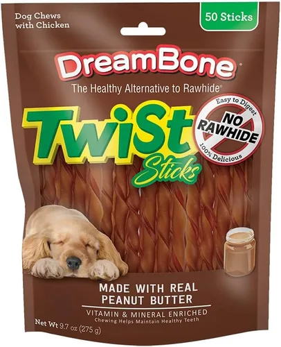 Vista 15 de Dreambone Twist Sticks - Masticables para perros sin cuero crudo, hechos con pollo real, 100 unidades (paquete de 1) Masticable diario, digiere
