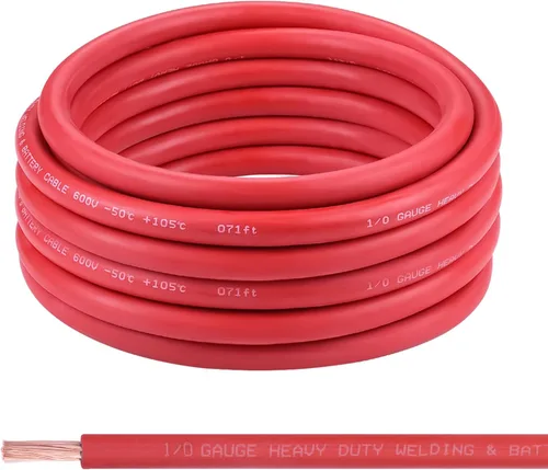 Vista 13 de Cable de batería calibre 1/0, 10 pies rojo + 10 pies negro, 1/0 AWG, alambre de cobre puro, cable de soldadura, para automotriz, batería, solar