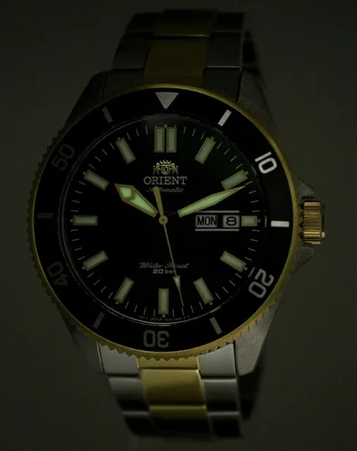 Vista 3 de Orient Sports Reloj mecánico Big Wave edición limitada 656.2ft 2 tonos oro reloj RA-AA0917B