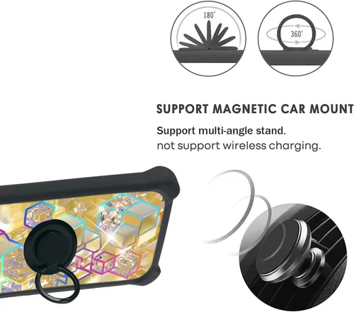 Vista 4 de jioeuinly Case Compatible with Celular Kalley Element 5+Plus Phone Case Cover [with Tempered Glass Screen Protector][Hard PC + Soft Silicone][Ring