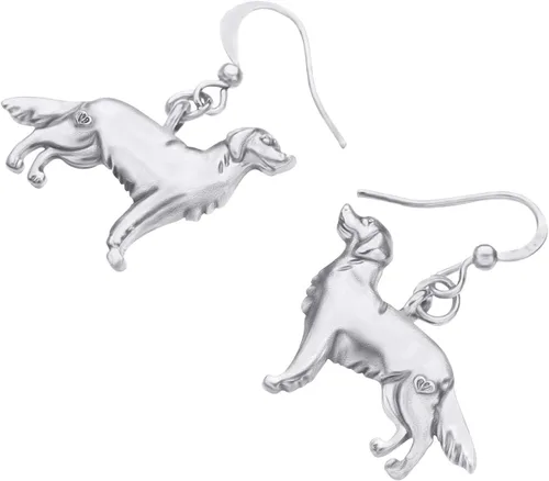 Vista 4 de DUOWEI Delicados aretes de perro Golden Retriever estilo vintage para mujeres, adolescentes y niñas, joyería estética, regalos