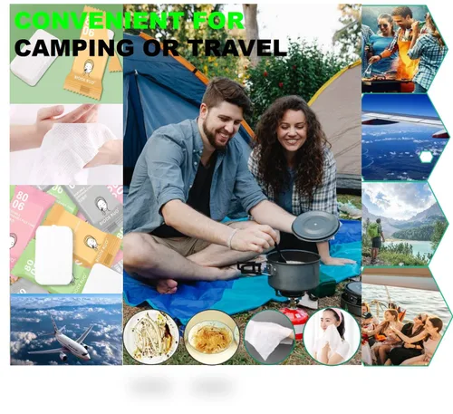 Vista 5 de QUALIALL Toallas comprimidas de alta calidad, paño portátil de algodón puro para acampar o viajar..