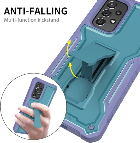 Vista 7 de Funda para Samsung Galaxy A53 5G, protección de grado militar a prueba de golpes con protector de pantalla HD de vidrio templado y soporte Azul