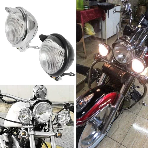 Vista 2 de 5.5 "negro motocicleta faro para Cruiser Chopper Cafe Racer Bobber personalizado nuevo