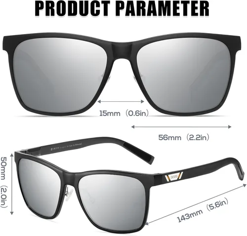 Vista 5 de DUCO Gafas de sol polarizadas para hombre, protección UV, marco rectangular retro, para conducir, pesca, 100% bloqueo UV, 3029H