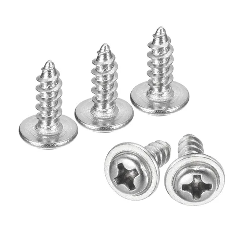 Vista 16 de uxcell ST3x6mm Phillips Pan Head Tornillo Autorroscante con Arandela, 100 piezas - Tornillo de madera de acero inoxidable 304 rosca completa (plata)
