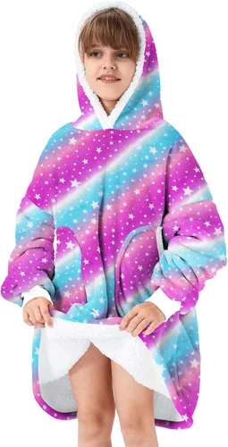 Vista 19 de Zando Manta con Capucha Ponible Manta para Niños y Adultos Manta Cómoda con Capucha Sudadera de Gran Tamaño Sherpa Forro Polar