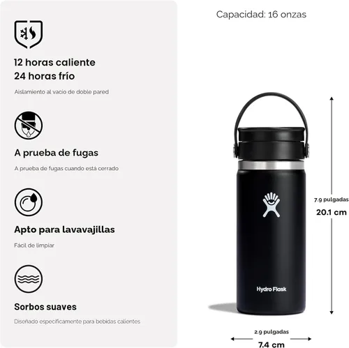 Vista 5 de Hydro Flask Flex Sip - Vaso de café de acero inoxidable aislado, antiderrames, a prueba de fugas, taza de café de viaje, 16 onzas, verde agave