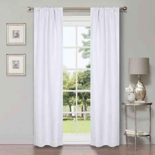 Vista 46 de Superior Cortinas semiopacas, diseño clásico de lino, 26 x 84 pulgadas, cabecera con bolsillo para barra, cortinas de bloqueo solar y oscurecimiento