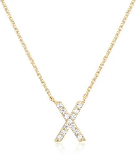 Vista 105 de PAVOI 14K White Gold Plated Cubic Zirconia Initial Necklace Letter Dainty Necklaces for Women