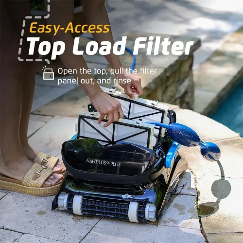 Vista 24 de Dolphin E10 - Aspiradora robótica automática para piscina, cepillo de limpieza activo, acceso a filtros de carga superior, ideal para piscinas sobre