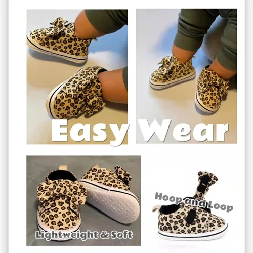 Vista 2 de YTWM Baby Girls Shoes Leopard Walking Shoe for 0-18 Months, Easy Wear Non Slip Lightweight Baby Indoor Outdoor Sneakers