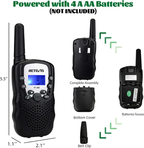Vista 9 de Retevis RT388 Walkie Talkies para niños, juguetes Walkie Talkie para niños de 6 a 12 años, juguetes para niños, regalos para viajes al aire libre