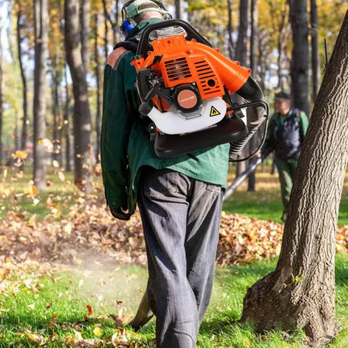 Vista 2 de Soplador de hojas de mochila, soplador de hojas de gas de 2 tiempos de 52 cc, soplador de hojas de alta potencia y bajo consumo de combustible