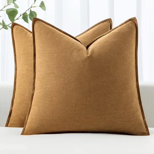 Vista 41 de MIULEE - Juego de 2 fundas de almohada decorativas de lino, estilo bohemio, rústico, neutral, para sofá, cama, 16 x 16 pulgadas, color marrón