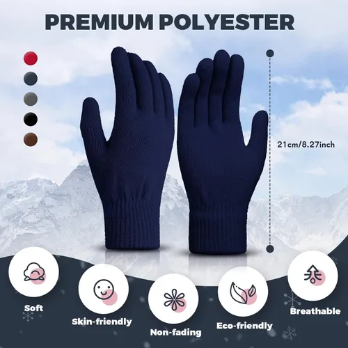 Vista 3 de 96 pares de guantes mágicos de invierno a granel, elásticos y cálidos, guantes térmicos gruesos de punto para hombres y mujeres, regalo cálido