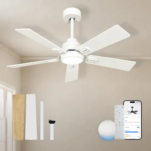 Vista 12 de Ventilador de techo inteligente negro de 42 pulgadas con luces LED Alexa