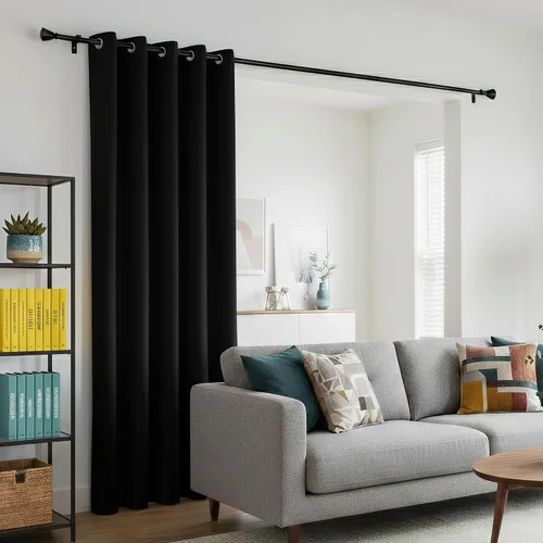 Vista 3 de BONZER Separadores de cortinas negras, cortinas opacas portátiles, panel de tratamiento de ventana de privacidad, cortinas con aislamiento térmico