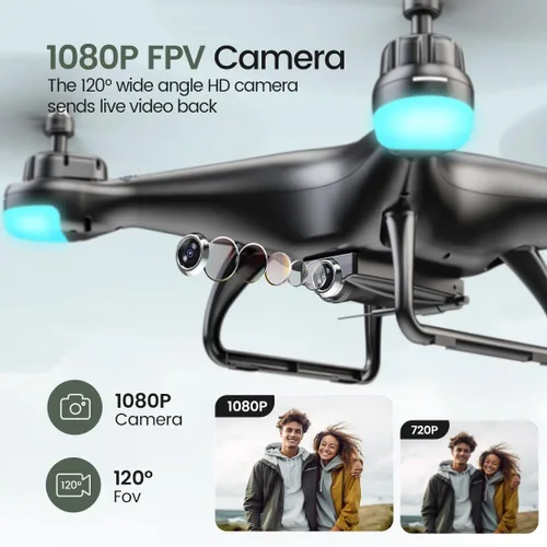 Vista 2 de Dron Holy Stone HS110D controlado por radio con cámara HD 1080P, vídeo en vivo, gran angular de 120°, WiFi, quadrirotor con sensor de gravedad