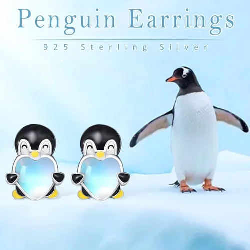 Vista 3 de Dreamboat Moonstone Animal Stud Earrings for Women Girls 925 Sterling Silver Hypoallergenic Cute Cartoon Animal Earrings Birthday Party Jewelry