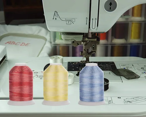 Vista 7 de Simthread s 12 hilo de la máquina del bordado del poliéster del color abigarrado para la mayoría de las máquinas caseras del bordado 1100 yardas