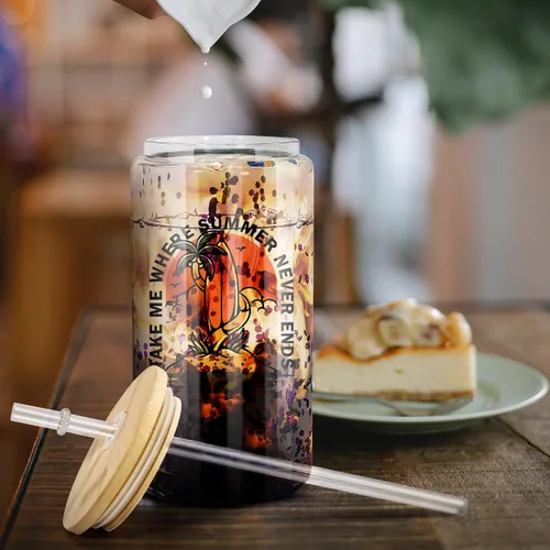 Vista 5 de AGH Vaso de globo de nieve de sublimación de 16 onzas con tapas y pajitas de bambú, paquete de 25 vasos de lata de cerveza de sublimación de doble
